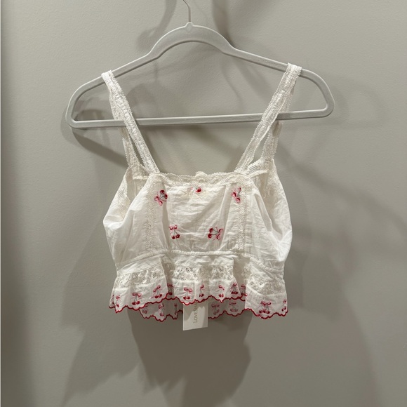 LoveShackFancy Vietta Cotton Cherry Top - Picture 3 of 5